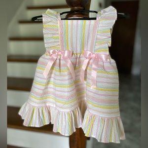 Rare Editions Pastel Striped Ruffle Dress Baby
